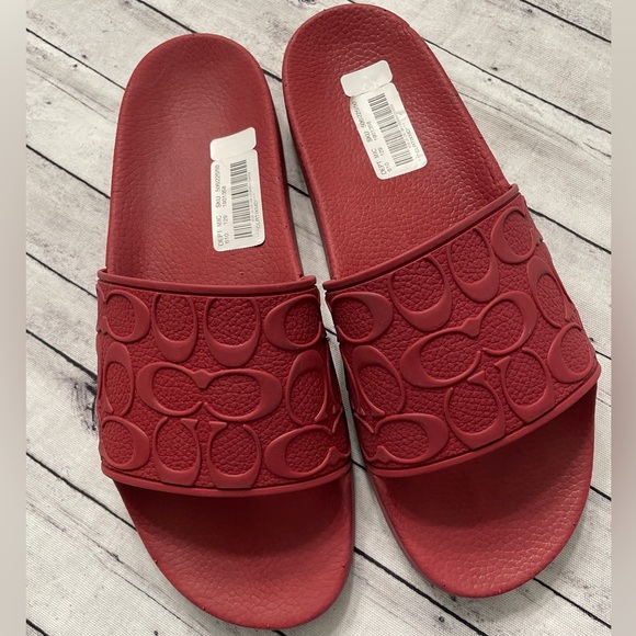 COACH Men's Signature Pool Slides - Picture 2 of 8